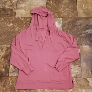 Old Navy S Live In French Terry Bouncy Fleece Rose Pink Hooded Sweatshirt Tunic